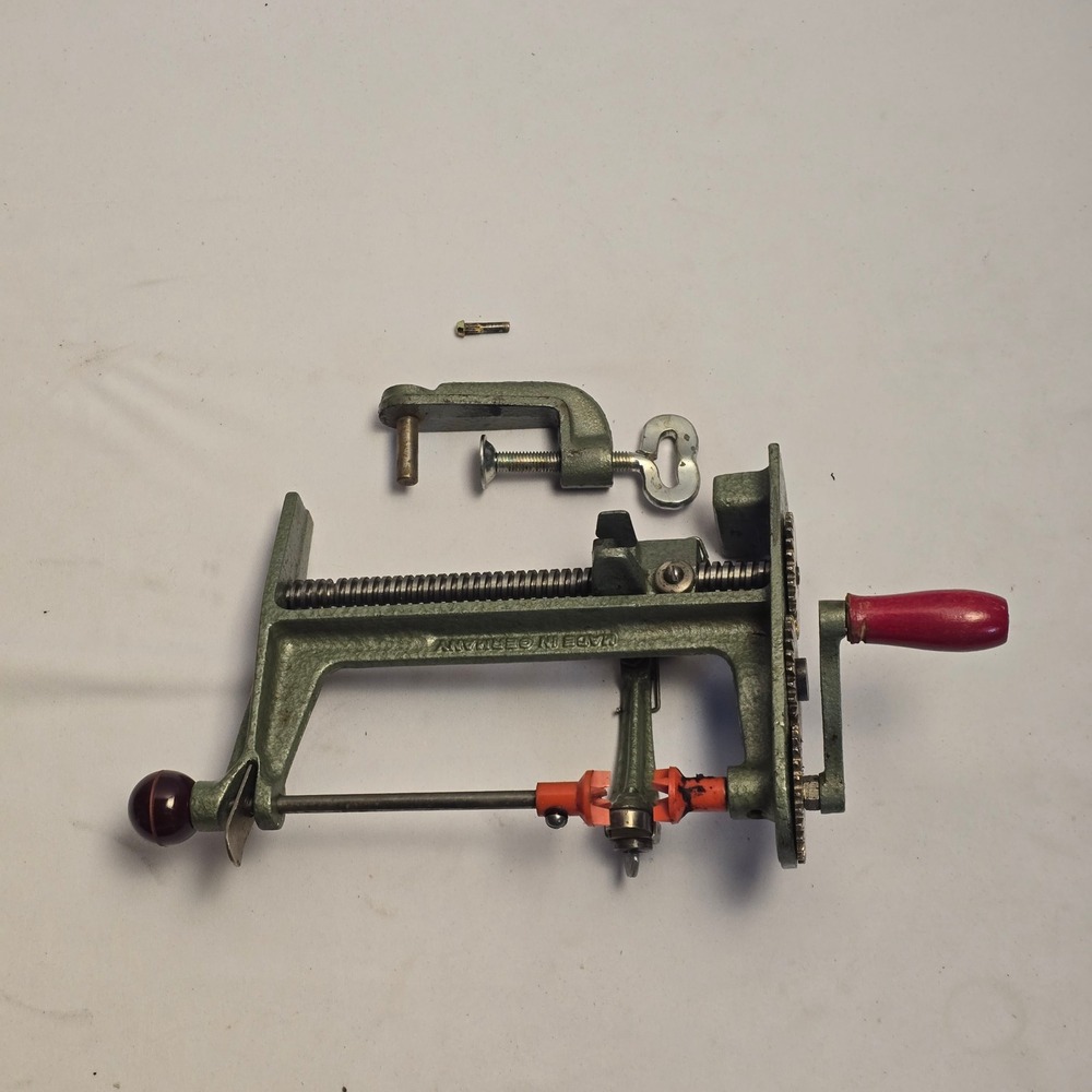 Vintage PEFRA Apple Peeler Corer Made in Germany Green Cast Metal Hand Crank